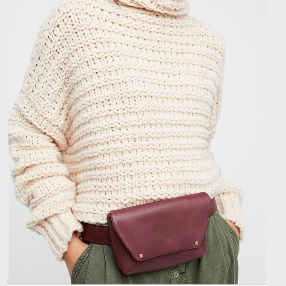 Free People Handbags - New Free People Cecile Red Maroon Leather Belt Bag